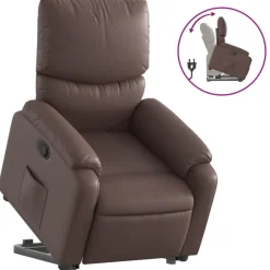 vidaXL Sillón reclinable elevable cuero sintético marrón Marrón New