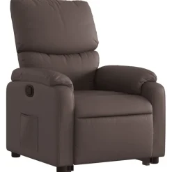 vidaXL Sillón reclinable elevable cuero sintético marrón Marrón New