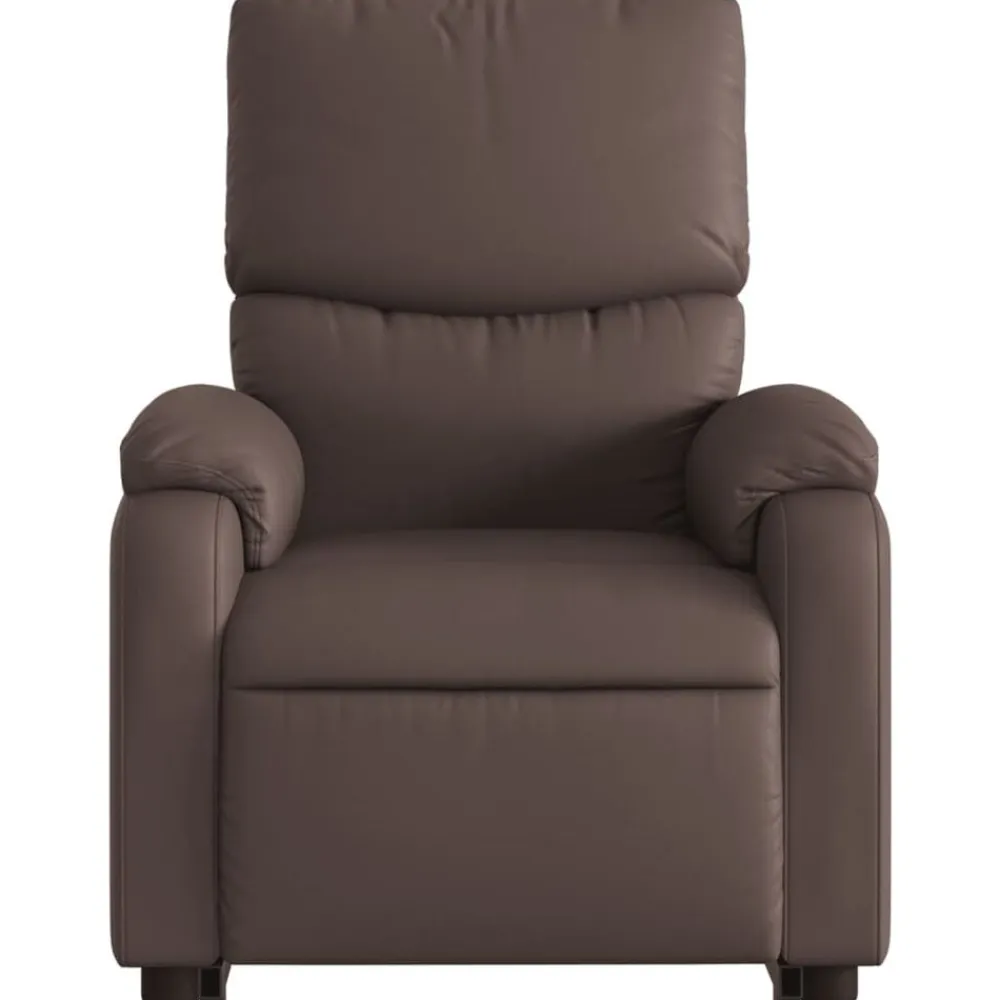 vidaXL Sillón reclinable elevable cuero sintético marrón Marrón New
