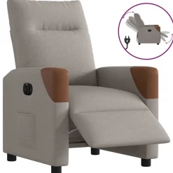 vidaXL Sillas-Sillón reclinable eléctrico tela gris