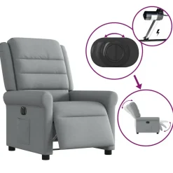 vidaXL Sillón reclinable eléctrico tela Gris claro New
