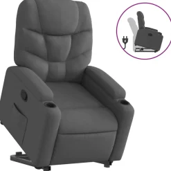 vidaXL Sillón reclinable elevable de tela Gris oscuro New