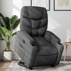 vidaXL Sillón reclinable elevable de tela Gris oscuro New