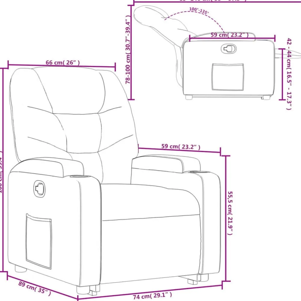 vidaXL Sillón reclinable elevable de tela Gris oscuro New
