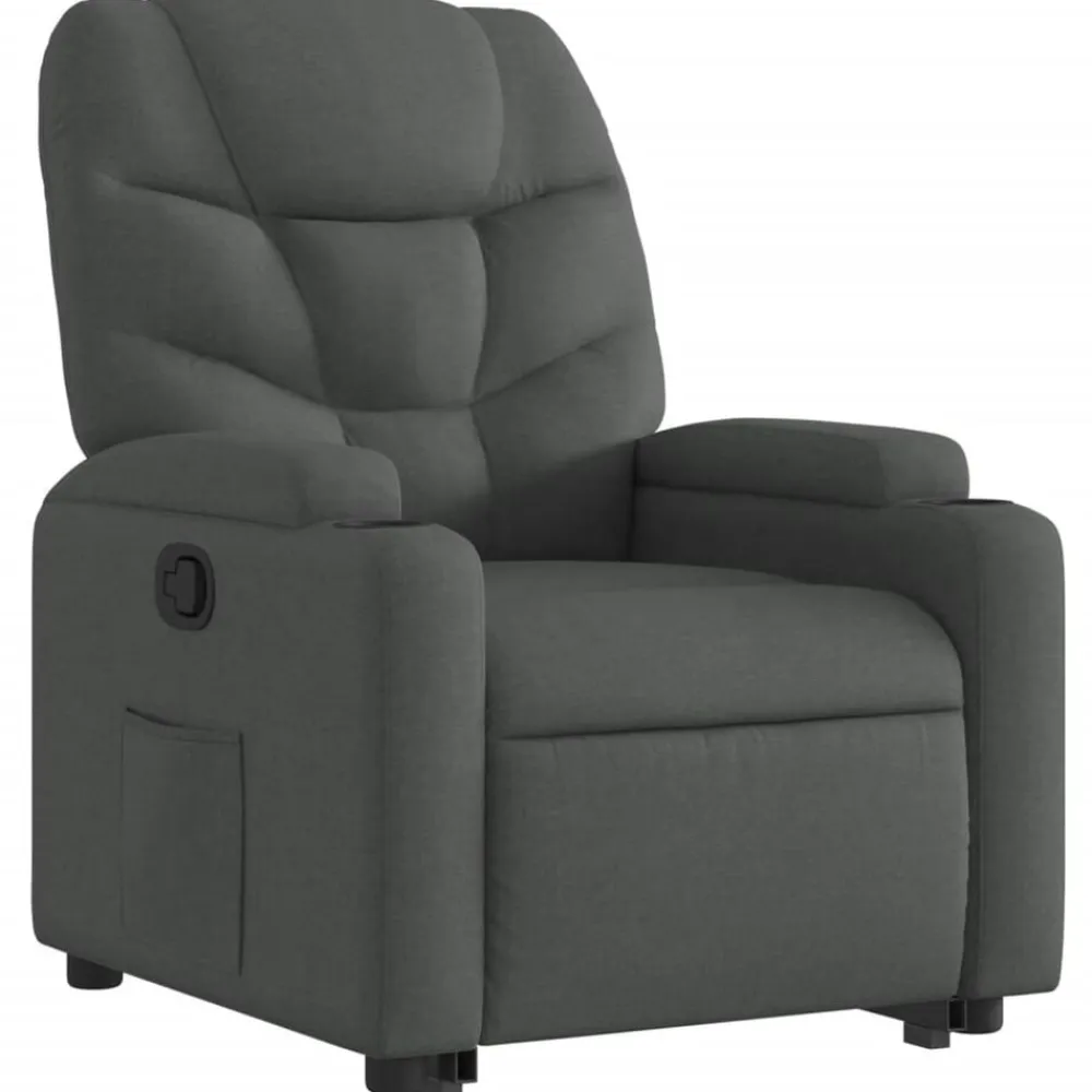 vidaXL Sillón reclinable elevable de tela Gris oscuro New