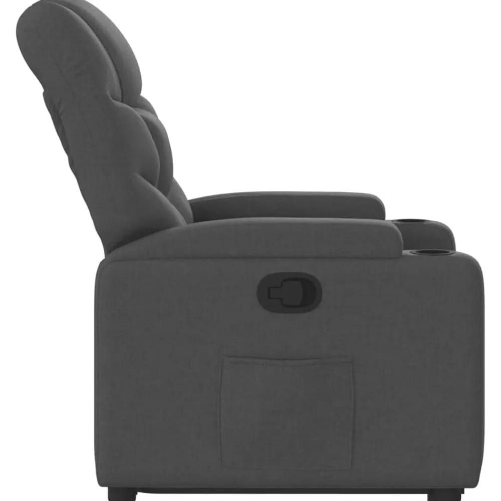 vidaXL Sillón reclinable elevable de tela Gris oscuro New