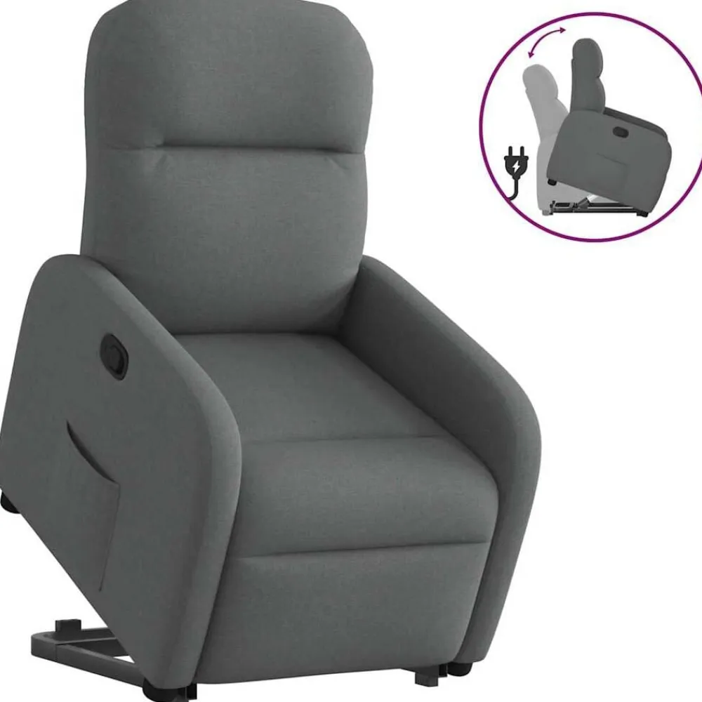 vidaXL Sillón reclinable elevable de tela Gris oscuro Sale