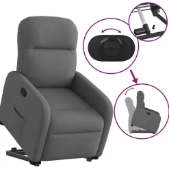 vidaXL Sillón reclinable elevable de tela Gris oscuro Sale