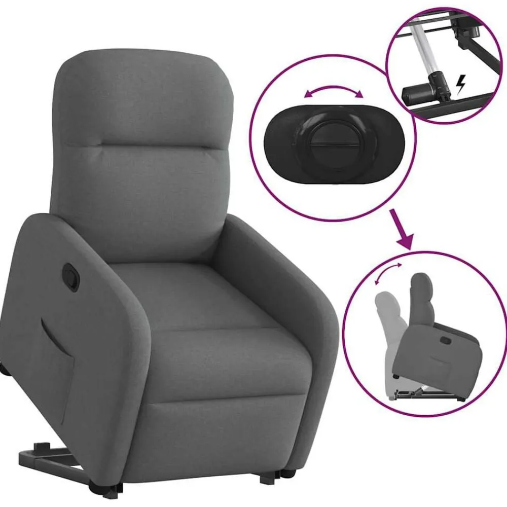 vidaXL Sillón reclinable elevable de tela Gris oscuro Sale