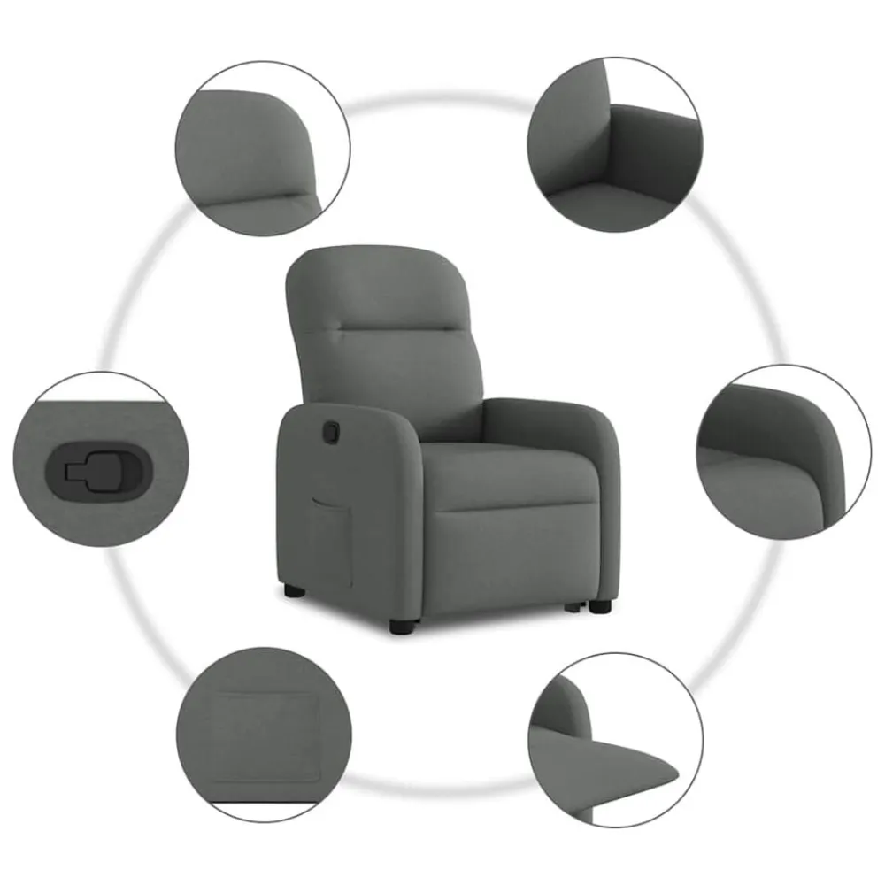 vidaXL Sillón reclinable elevable de tela Gris oscuro Sale