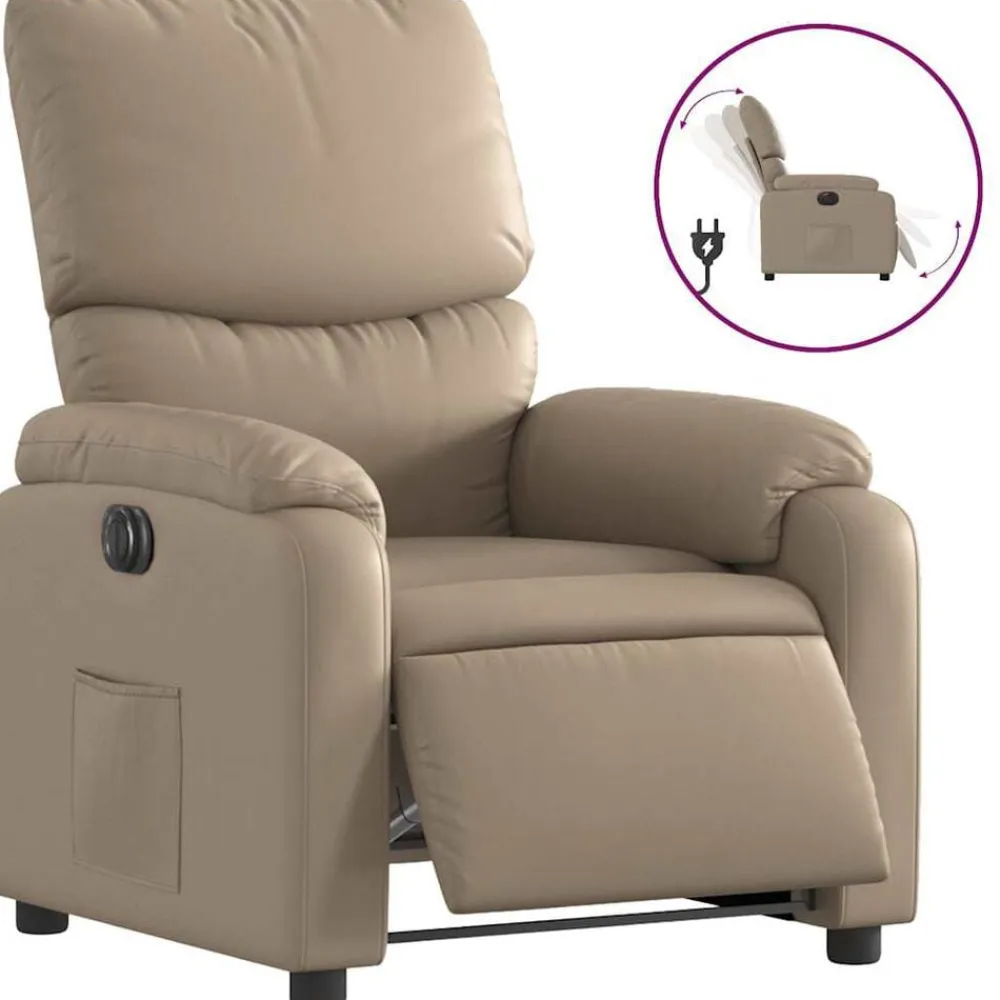 vidaXL Sillón reclinable eléctrico de cuero sintético color Capuchino Outlet