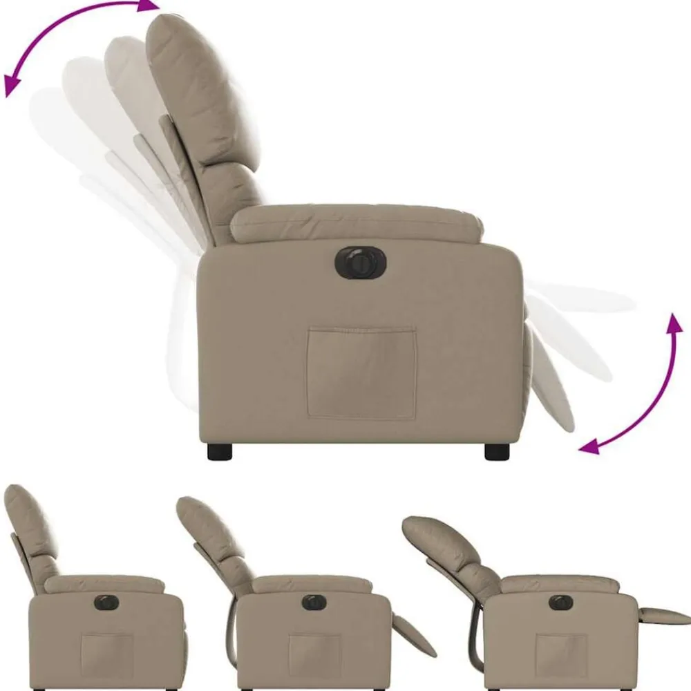 vidaXL Sillón reclinable eléctrico de cuero sintético color Capuchino Outlet