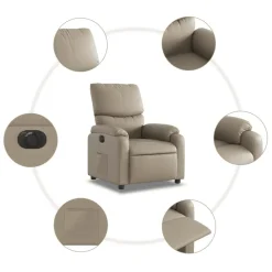 vidaXL Sillón reclinable eléctrico de cuero sintético color Capuchino Outlet