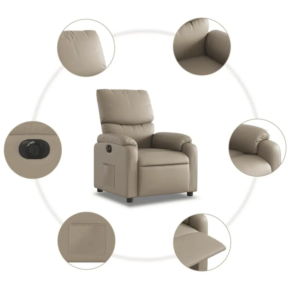 vidaXL Sillón reclinable eléctrico de cuero sintético color Capuchino Outlet