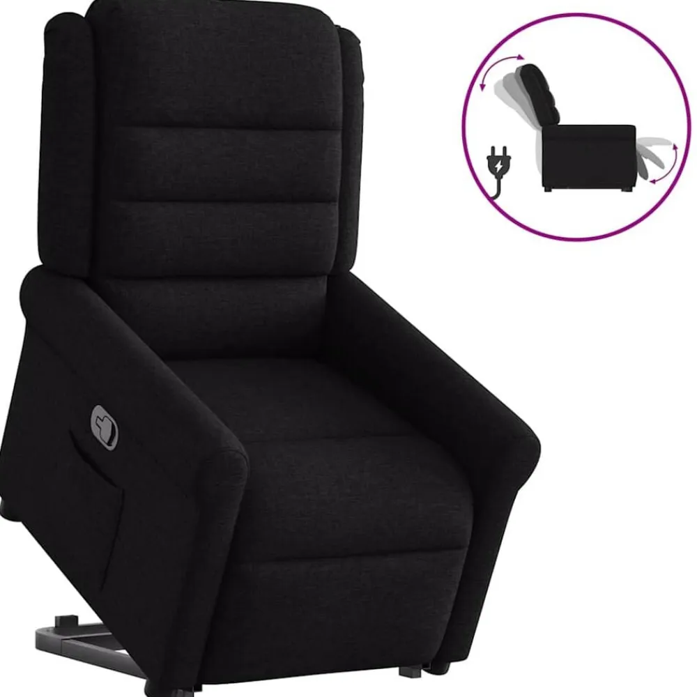 vidaXL Sillón reclinable elevable tela Negro Clearance