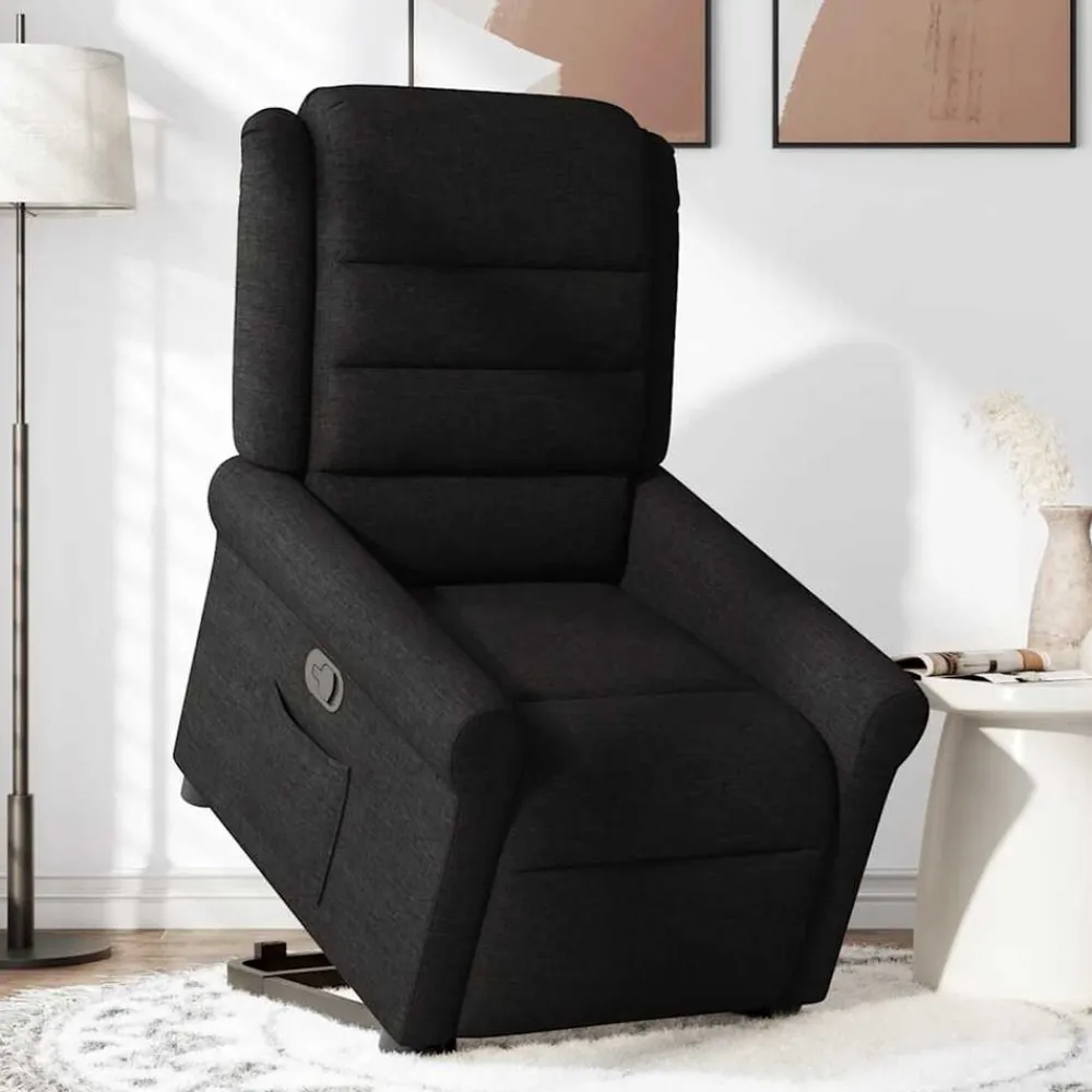 vidaXL Sillón reclinable elevable tela Negro Clearance