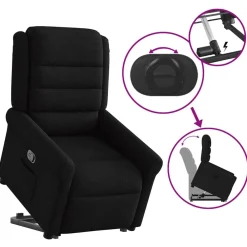 vidaXL Sillón reclinable elevable tela Negro Clearance