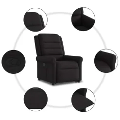 vidaXL Sillón reclinable elevable tela Negro Clearance