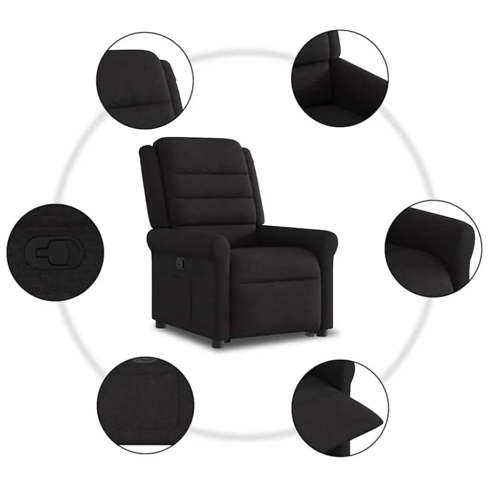 vidaXL Sillón reclinable elevable tela Negro Clearance