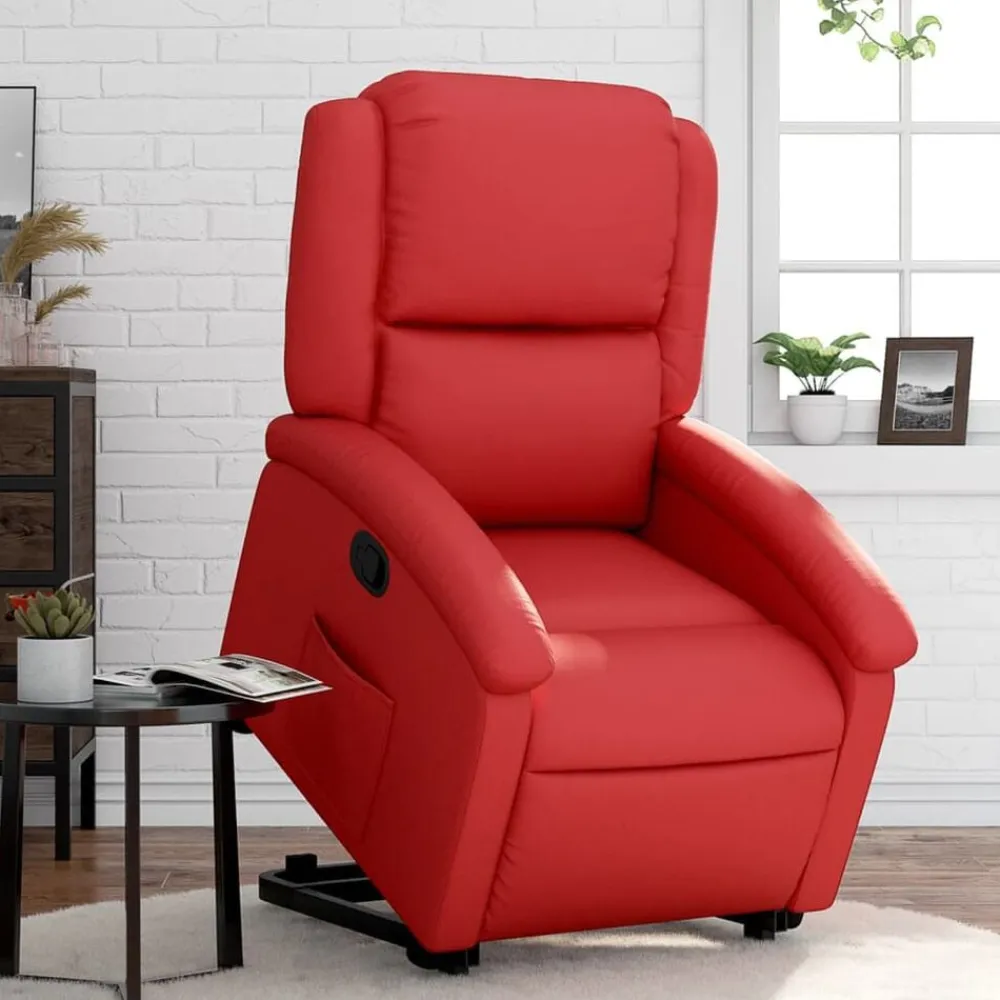 vidaXL Sillón reclinable elevable cuero artificial Rojo Online