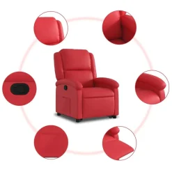 vidaXL Sillón reclinable elevable cuero artificial Rojo Online