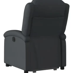 vidaXL Sillón reclinable eléctrico elevable cuero auténtico Negro Sale