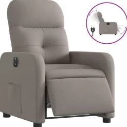 vidaXL Sillas-Sillón reclinable eléctrico tela gris