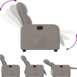 vidaXL Sillas-Sillón reclinable eléctrico tela gris