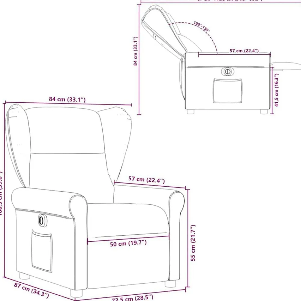 vidaXL Sillas-Sillón reclinable eléctrico tela gris