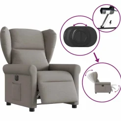 vidaXL Sillas-Sillón reclinable eléctrico tela gris
