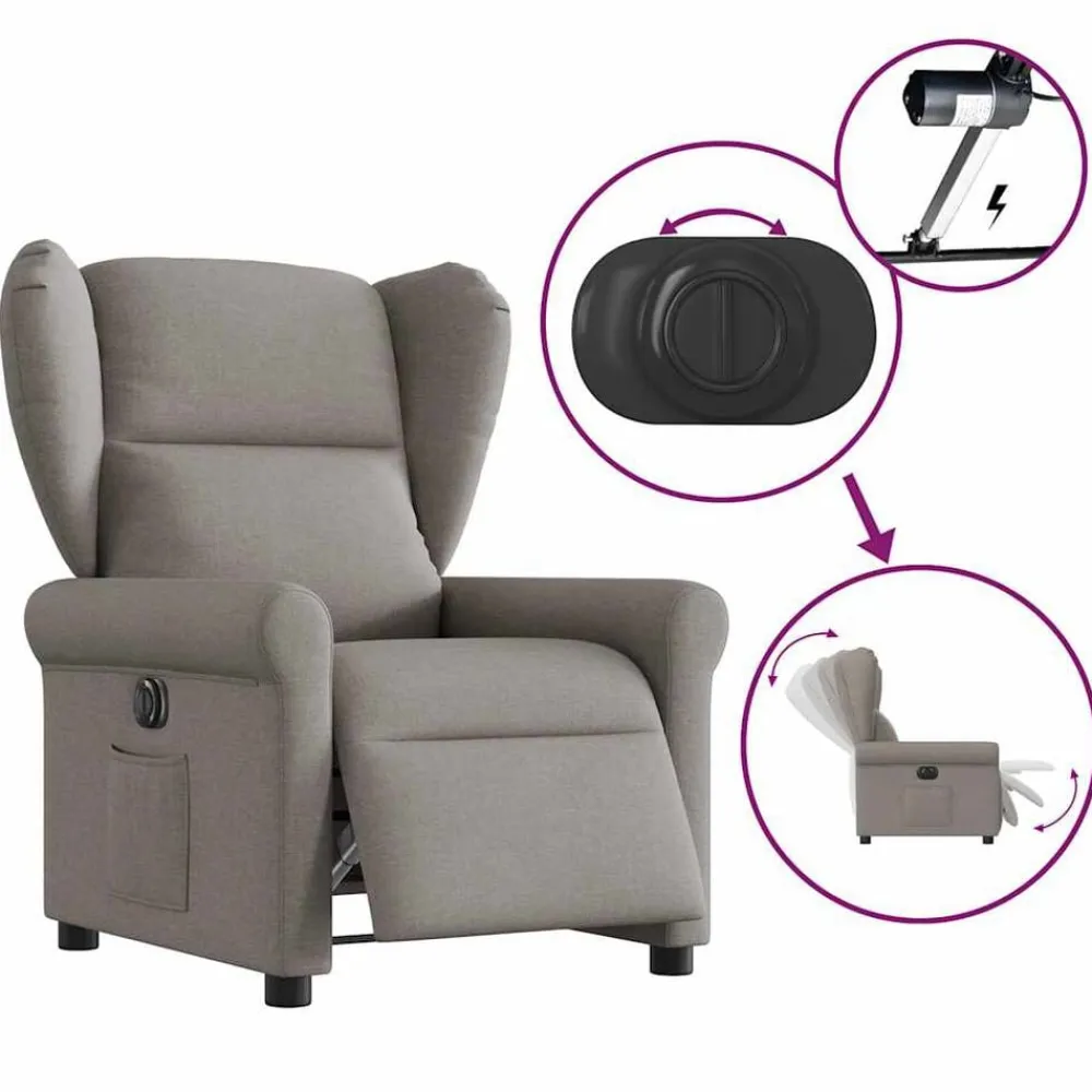 vidaXL Sillas-Sillón reclinable eléctrico tela gris