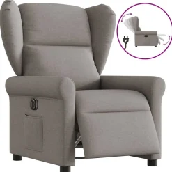 vidaXL Sillas-Sillón reclinable eléctrico tela gris