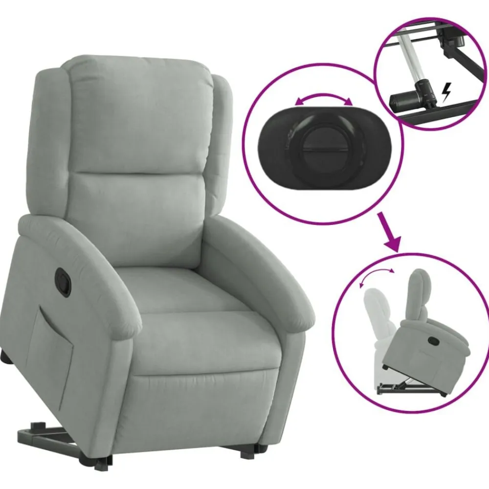 vidaXL Sillas-Sillón reclinable elevable terciopelo