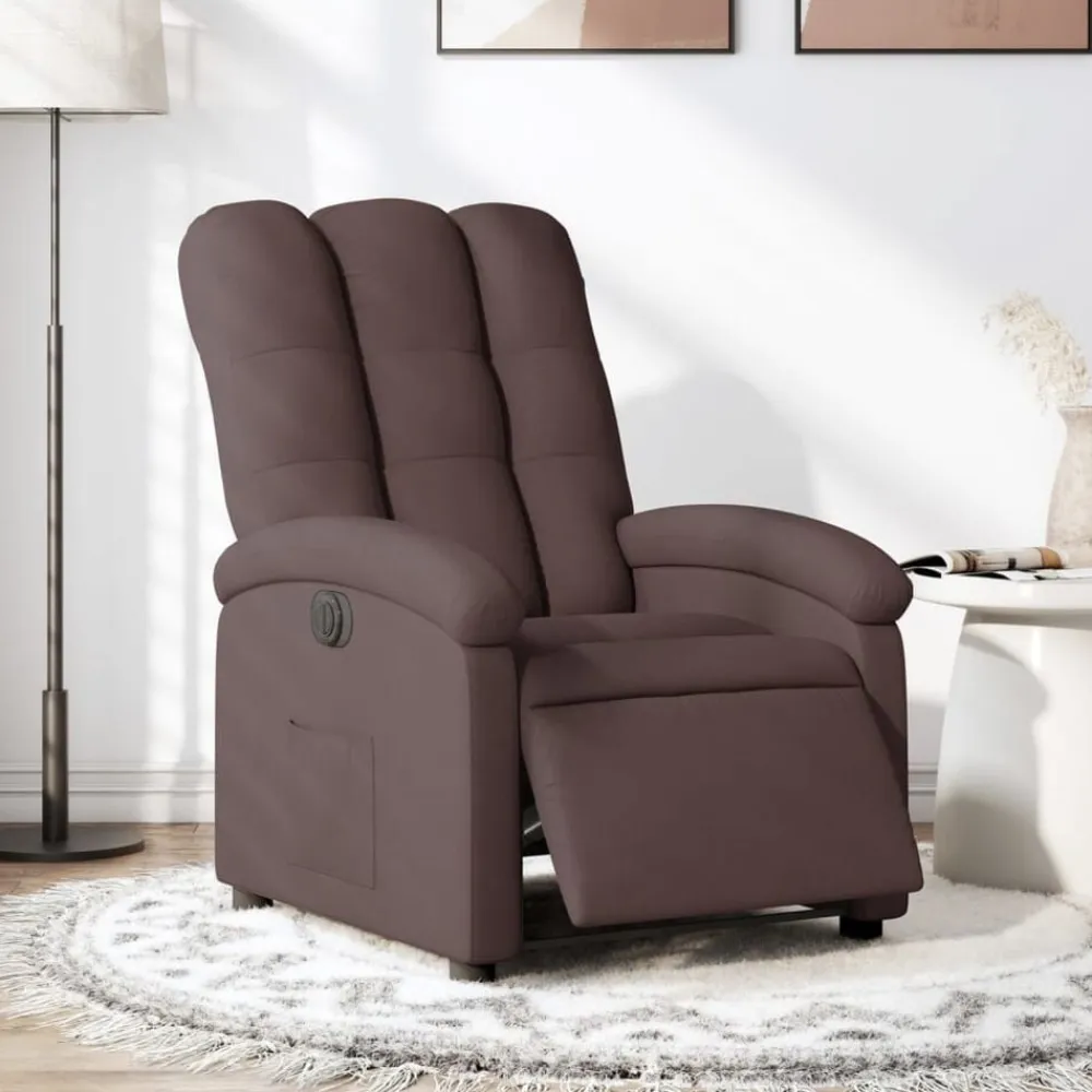 vidaXL Sillón reclinable eléctrico tela marrón oscuro Marrón oscuro Best