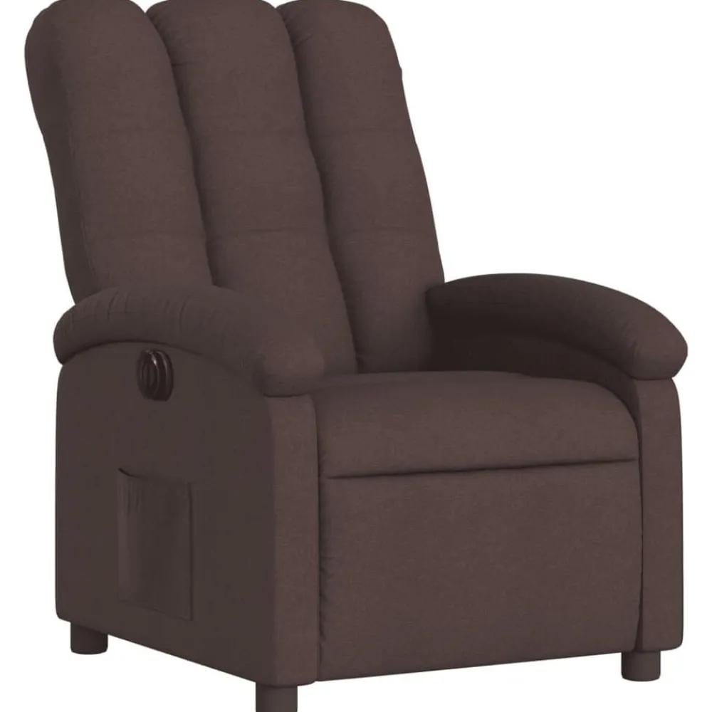 vidaXL Sillón reclinable eléctrico tela marrón oscuro Marrón oscuro Best