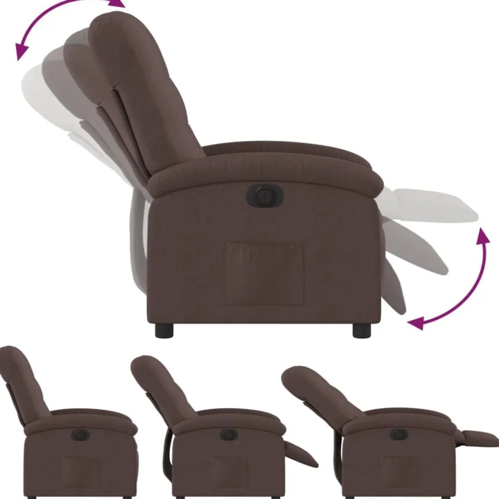 vidaXL Sillón reclinable eléctrico tela marrón oscuro Marrón oscuro Best