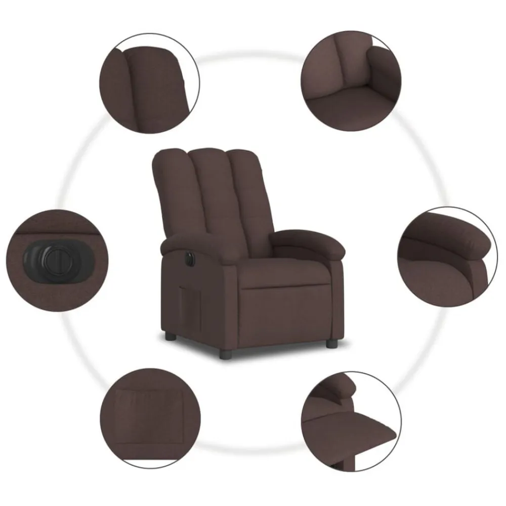 vidaXL Sillón reclinable eléctrico tela marrón oscuro Marrón oscuro Best