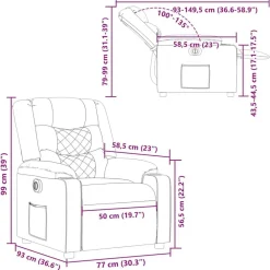vidaXL Sillón reclinable eléctrico de tela Gris nube Best