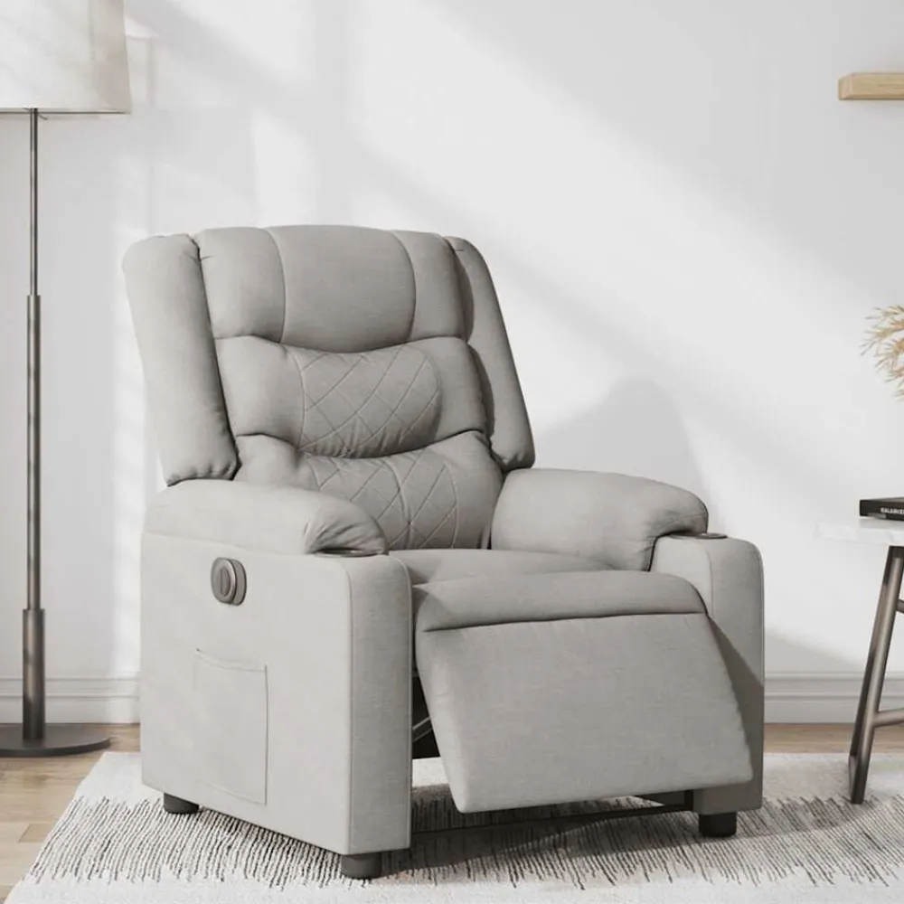 vidaXL Sillón reclinable eléctrico de tela Gris nube Best