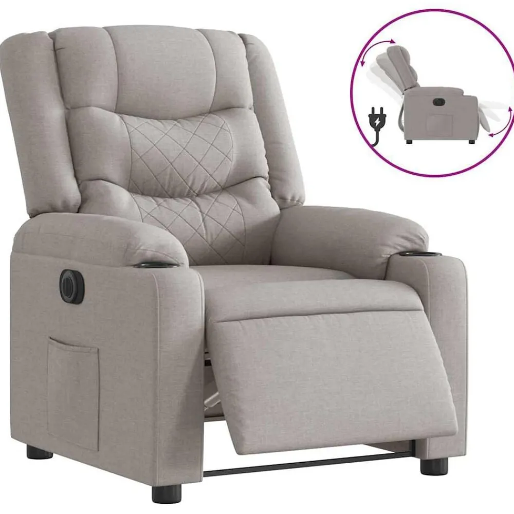 vidaXL Sillón reclinable eléctrico de tela Gris nube Best
