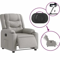 vidaXL Sillón reclinable eléctrico de tela Gris nube Best