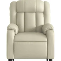 vidaXL Sillón reclinable elevable cuero artificial color Crema Sale