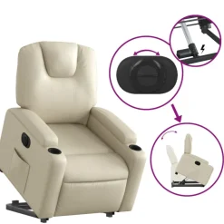 vidaXL Sillas-Sillón reclinable elevable eléctrico de cuero sintético