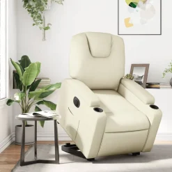 vidaXL Sillas-Sillón reclinable elevable eléctrico de cuero sintético