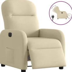 vidaXL Sillón reclinable eléctrico de tela Crema Sale