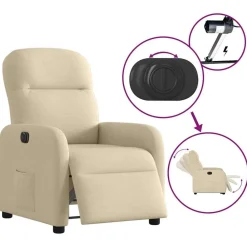 vidaXL Sillón reclinable eléctrico de tela Crema Sale