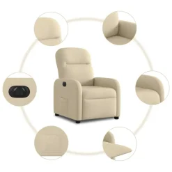 vidaXL Sillón reclinable eléctrico de tela Crema Sale