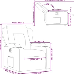 vidaXL Sillón reclinable eléctrico tela marrón oscuro Marrón oscuro Outlet