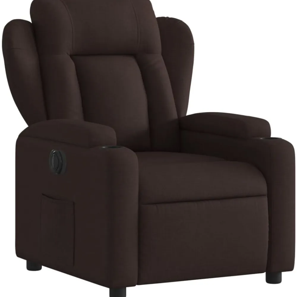 vidaXL Sillón reclinable eléctrico tela marrón oscuro Marrón oscuro Outlet