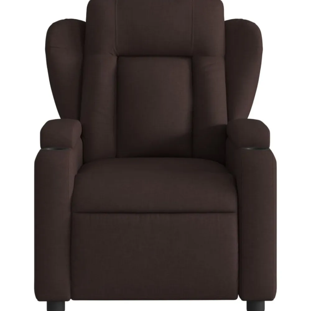 vidaXL Sillón reclinable eléctrico tela marrón oscuro Marrón oscuro Outlet